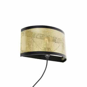 Vintage Wandlampe schwarz mit Messing 30x17 cm - Kayleigh