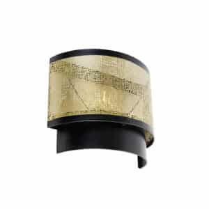 Vintage Wandlampe schwarz mit Messing 30x25 cm - Kayleigh