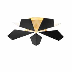 Design-Deckenleuchte Schwarz mit Gold 5-flammig - Sinem