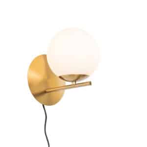 Art Deco Wandlampe Gold mit Opalglas - Flore