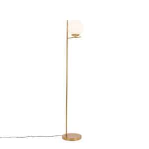 Art Deco Stehlampe Gold mit Opalglas - Flore