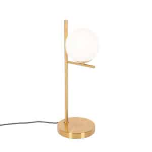 Art Deco Tischlampe Gold mit Opalglas - Flore