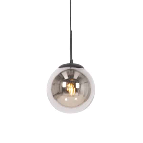 Art Deco Hängelampe schwarz mit Rauchglas - Flore