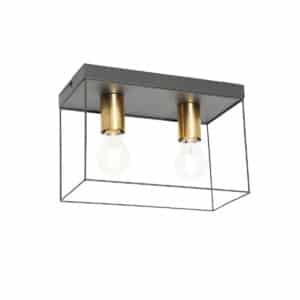 Minimalistische Deckenlampe Schwarz mit Gold 2-flammig - Kodi