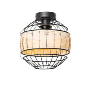 Orientalische Deckenlampe schwarz mit Rattan 25 cm - Emir