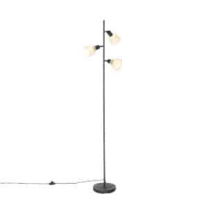 Orientalische Stehlampe schwarz mit Bambus 3 Lichter - Rayan
