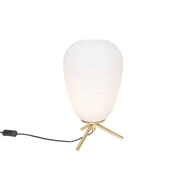 Design-Tischlampe Goldglas 24 cm mit Opalglas - Hero