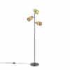 Industrielle Stehlampe schwarz mit goldenen 3 Lichtern - Kayden