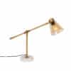 Art Deco Tischlampe Bronze mit Marmor und Bernsteinglas - Nina