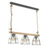 Industrielle Hängelampe schwarz mit Holz 3 Lichter - Arthur