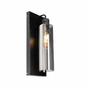 Moderne Wandlampe schwarz mit Rauchglas - Stavelot