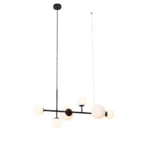 Moderne Hängelampe schwarz mit Milchglas 6 Lichter - Monaco