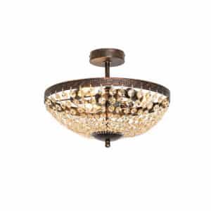 Klassische Deckenlampe Bronze mit Kristall 3 Lichter - Mondrian