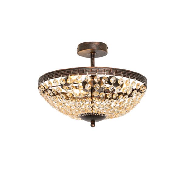 Klassische Deckenlampe Bronze mit Kristall 3 Lichter - Mondrian