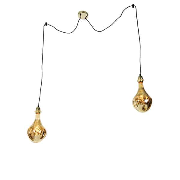 Hängelampe gold 2-flammig inkl. LED amber dimmbar - Cava Luxe