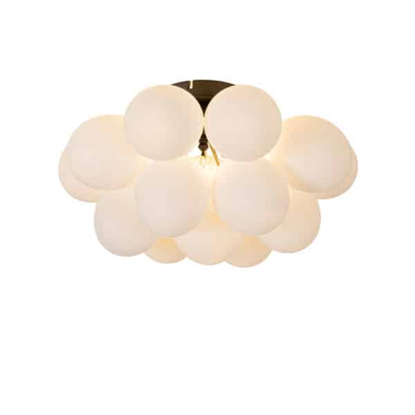 Art-Deco-Deckenlampe schwarz mit Opalglas 4 Lichter - Uvas