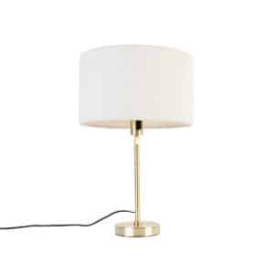 Tischlampe gold verstellbar mit Schirm boucle weiß 35 cm - Parte