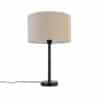 Moderne Tischlampe schwarz mit Bouclé-Schirm hellbraun 35 cm - Simplo