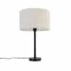 Moderne Tischlampe schwarz mit Bouclé-Schirm hellgrau 35 cm - Simplo