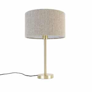 Klassische Tischlampe Messing mit Boucle-Schirm Taupe 35 cm - Simplo