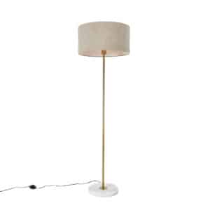 Moderne Stehlampe Messing mit Bouclé-Schirm Taupe 50cm - Kaso
