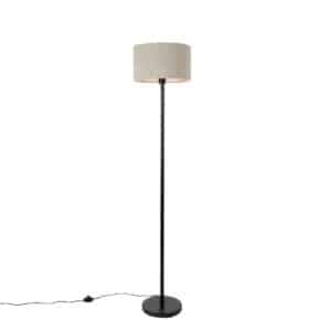 Stehlampe schwarz mit Boucle-Schirm taupe 35 cm - Simplo