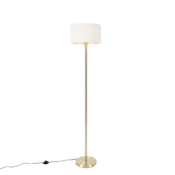 Stehleuchte Messing mit Boucle-Schirm weiß 35 cm - Simplo