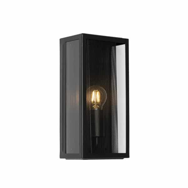 Industriële buiten wandlamp zwart IP44 met mesh - Rotterdam