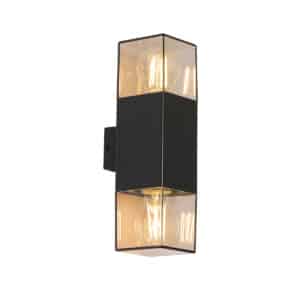 Buiten wandlamp zwart met smoke kap 2-lichts IP44 - Denmark