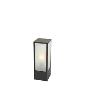 Stehende Außenlampe schwarz mit geripptem Glas 40 cm IP44 - Charlois