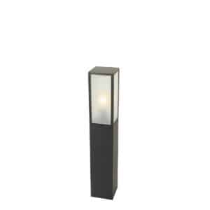 Stehende Außenlampe schwarz mit geripptem Glas 80 cm IP44 - Charlois