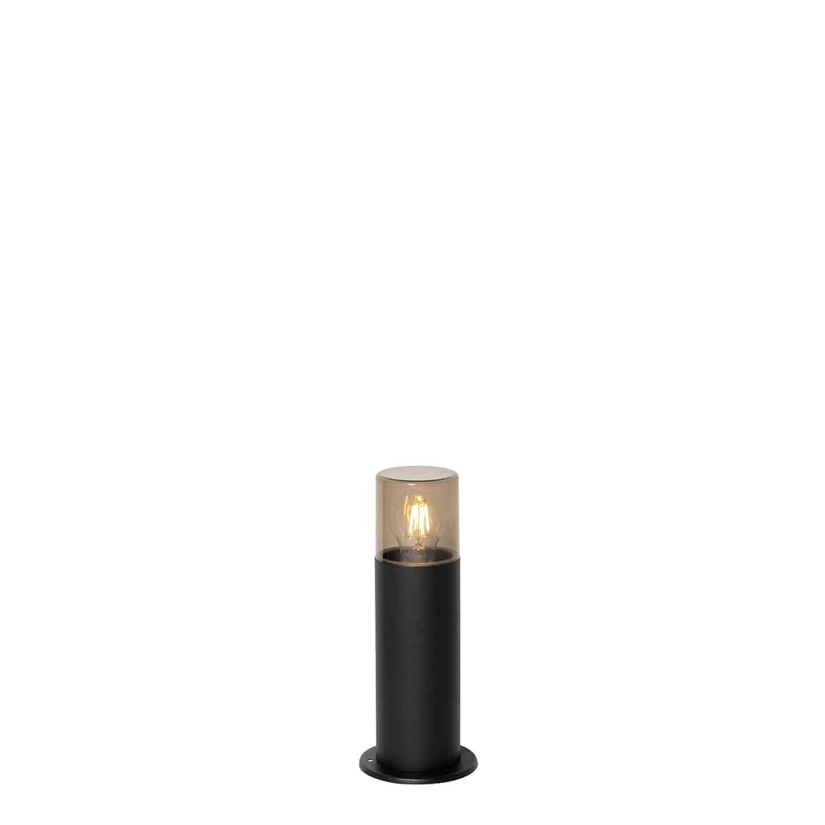 Stehende Außenleuchte schwarz mit rauchfarbenem Schirm weiß 30 cm IP44 - Odense