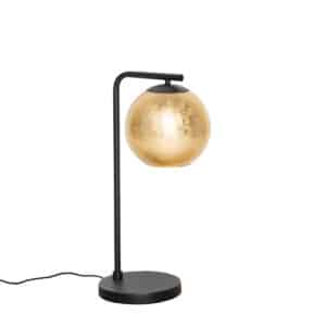 Design-Tischlampe schwarz mit goldenem Glas - Bert