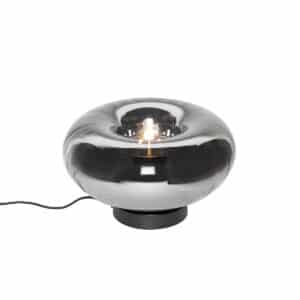 Art Deco Tischlampe schwarz mit Rauchglas - Ayesha