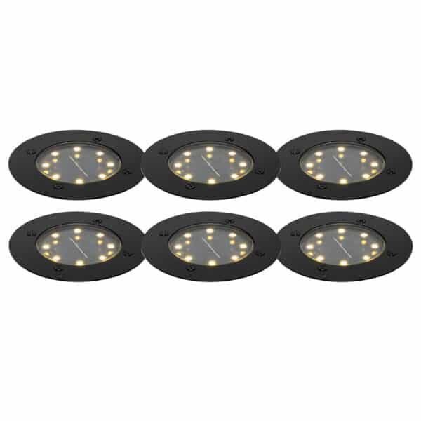 Set mit 6 schwarzen Bodenstrahlern inkl. LED IP65 Solar - Terry