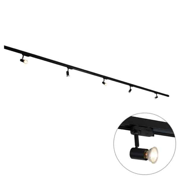 Modernes Schienensystem schwarz 5-Licht 3-Phasen links - Jeany