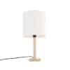 Ländliche Tischlampe Holz mit weißem Schirm - Mels