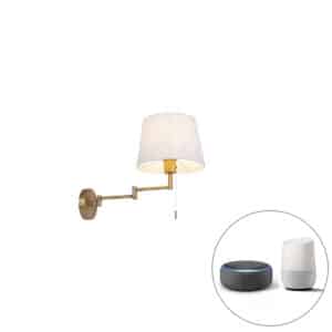 Smart wandlamp brons met witte kap incl. Wifi A60 - Ladas Deluxe