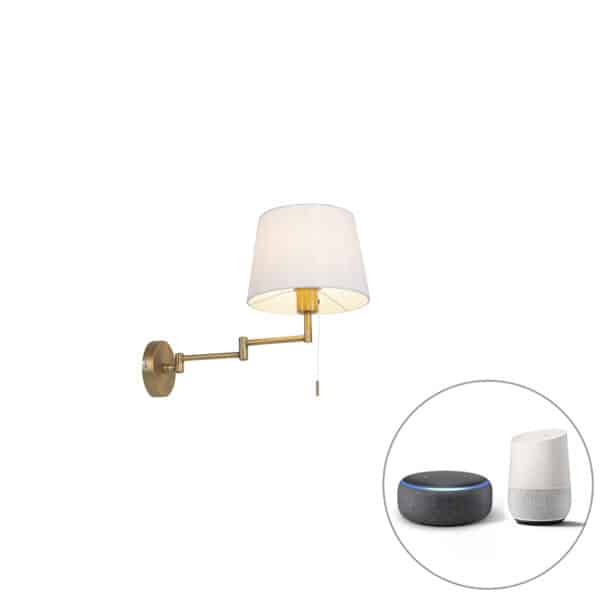 Smart wandlamp brons met witte kap incl. Wifi A60 - Ladas Deluxe