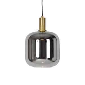 Hanglamp zwart met goud en smoke glas incl. PUCC - Zuzanna