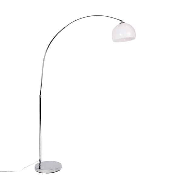 Moderne Bogenlampe Chrom mit weißem Schirm - Arc Basic