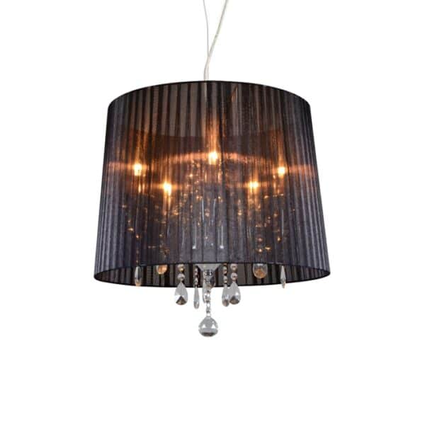 Kronleuchter Chrom mit Schwarz 50 cm 5 Lichter - Ann-Kathrin