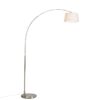 Moderne Bogenlampe aus Stahl mit weißem Stoffschirm - Arc Basic