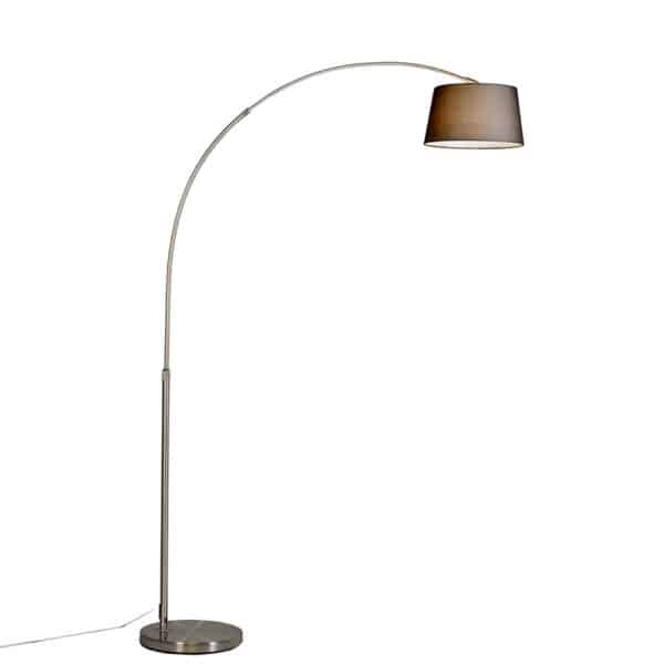 Moderne Bogenlampe aus Stahl mit schwarzem Stoffschirm - Arc Basic