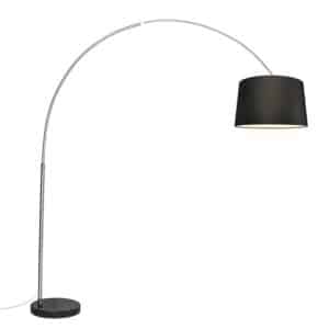 Bogenlampe Stahl Stoffschirm schwarz 45 cm - XXL