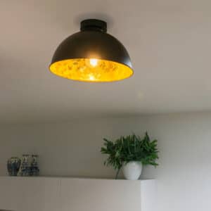 Industriedeckenlampe schwarz mit Gold 30 cm - Magna Basic