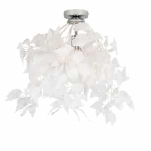 Romantische Deckenlampe weiß mit Blättern - Feder