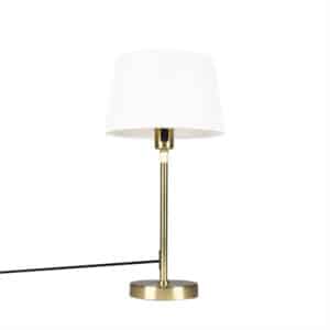 Tischlampe Gold / Messing mit Lampenschirm weiß 25 cm verstellbar - Parte