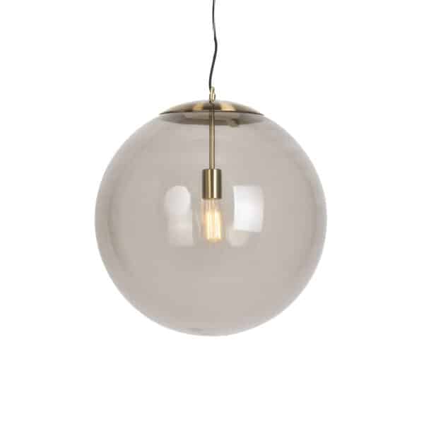 Moderne Hängelampe Messing mit Rauchglas 50 cm - Ball