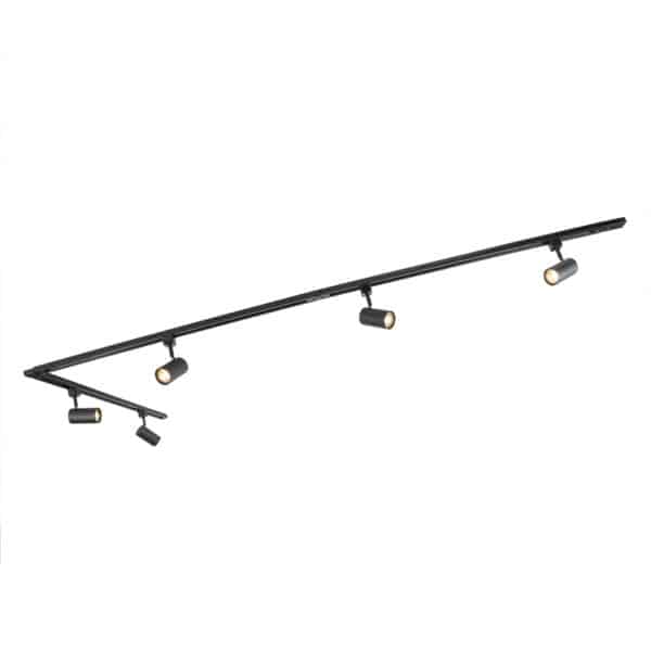 Modernes Schienensystem mit 5 Spots 1-phasig schwarz - Jeana